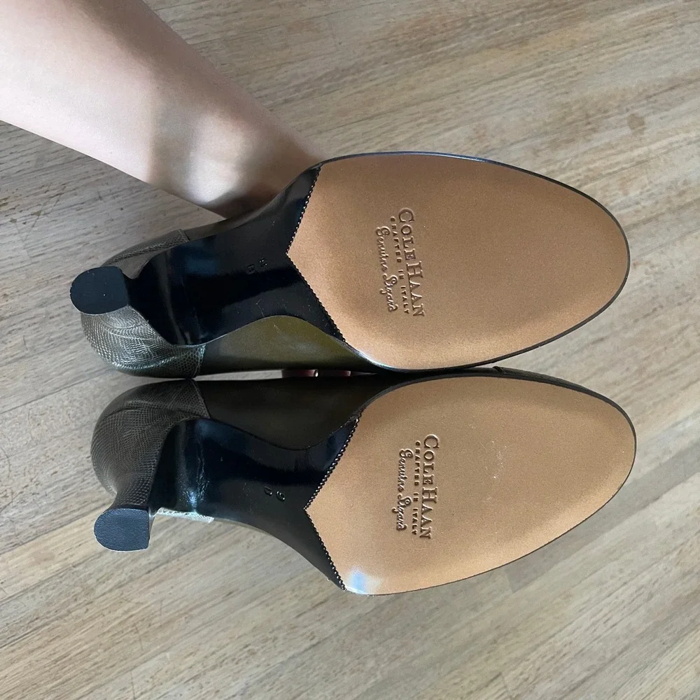 NWOB Cole Haan City Olive Green Leather Lizard Skin Pumps Made in Italy Size 9 B